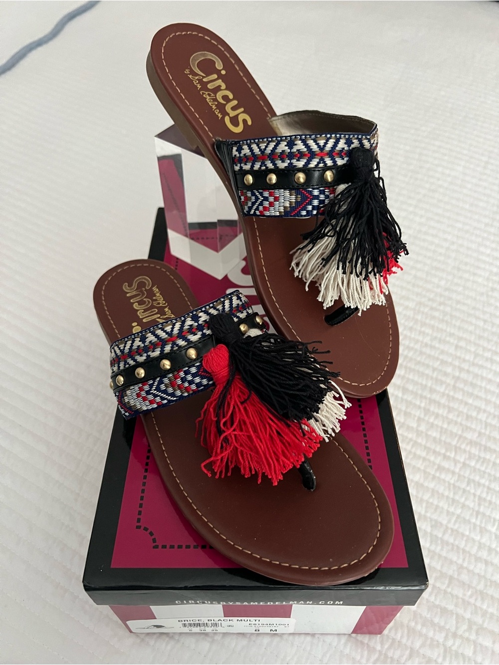 Circus by Sam Edelman Multicolor Tassel Slide Sandals